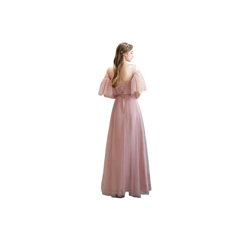 Elegant Plain Polyester Dress Women-3