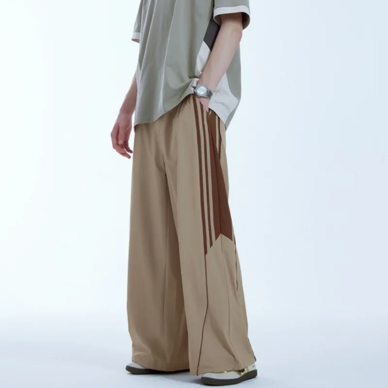 Basics Contrast Color Nylon Casual Pants-2