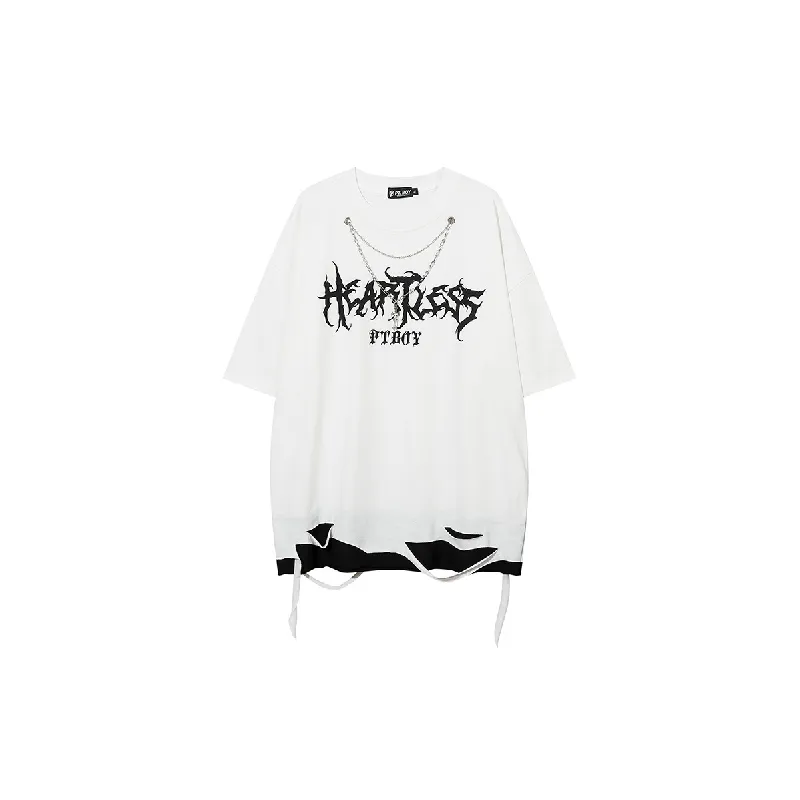 Fashionable Ripped Cotton Blended Fabric T Shirt-4