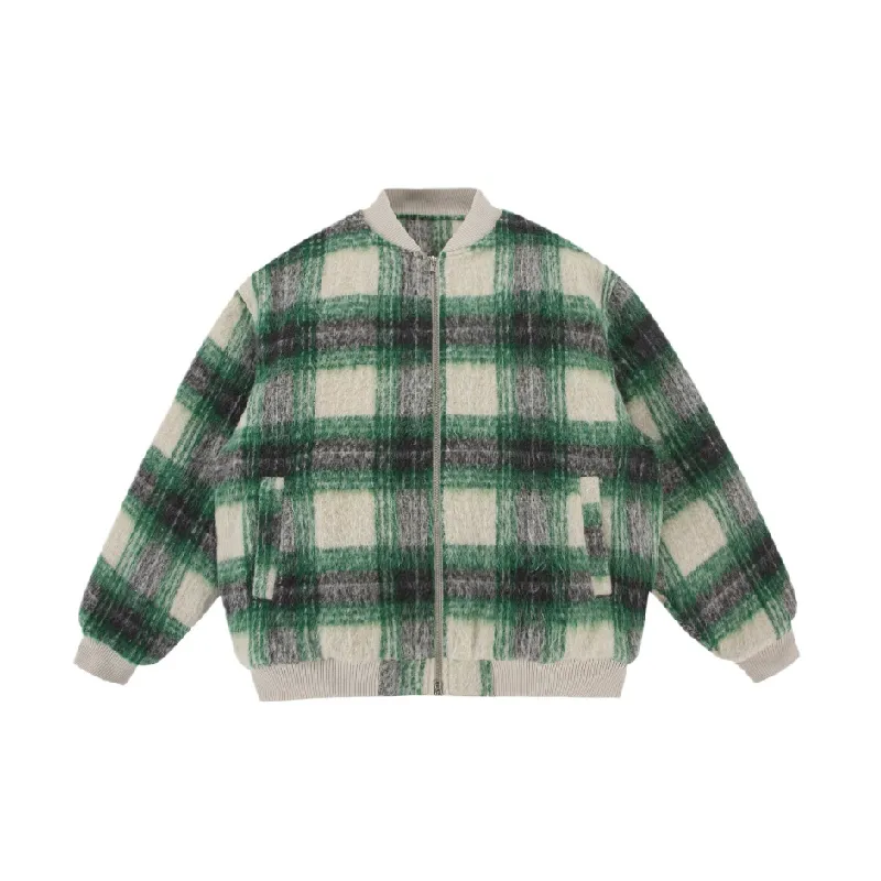 Retro Plaid Loose Casual Quilted Jacket-3