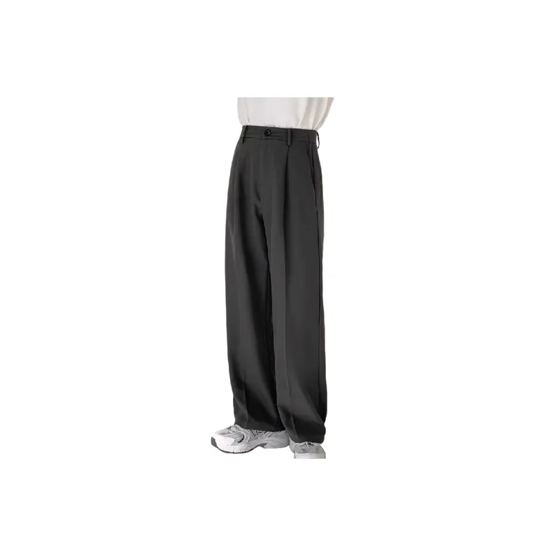Simple Loose Blended Synthetic Fabrics Casual Pants-1