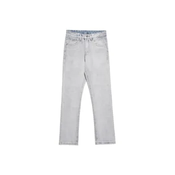 High Street Vibe Flame Skull Embroidery Denim Trousers