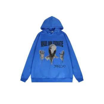 Retro Dark Ghost Print Fleece High Street Loose Hoodie