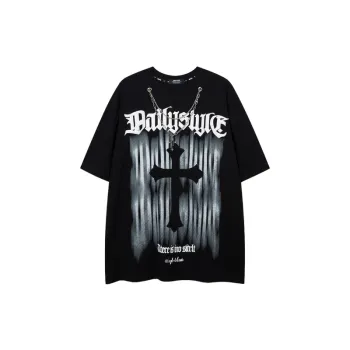 Oversize Cross Printed Short Sleeve T shirt