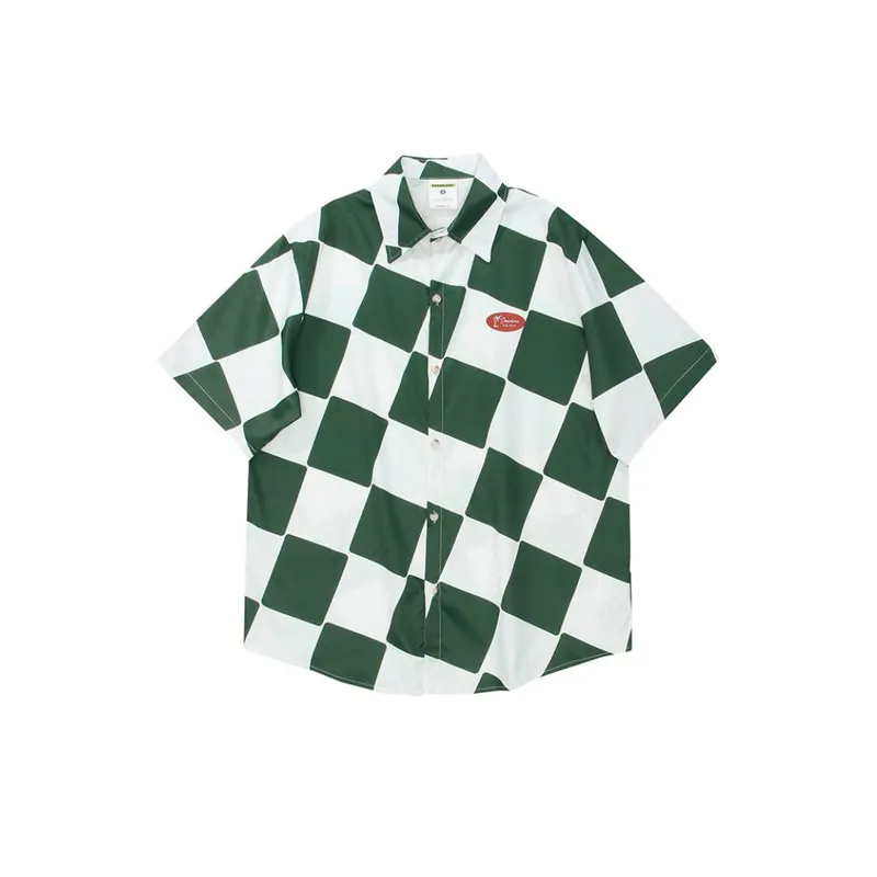 Hip Hop Trendy Checkerboard Short sleeved Shirt swag OOTD