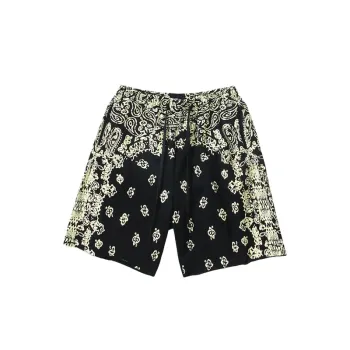 High Street Cashew Flower Pattern Drawstring Casual Shorts