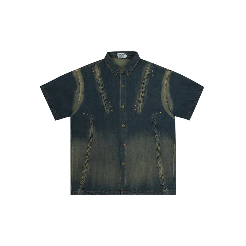 Hip Hop Splicing Gradient Shirt-0