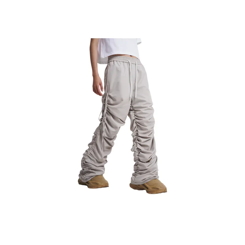 New Y2k Style Casual Trousers With Loose Drawstring-4