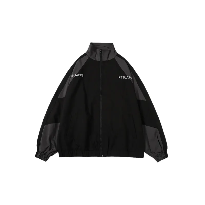 New Style Retro Contrast Color Stitching Collar Trendy Brand Jacket-0