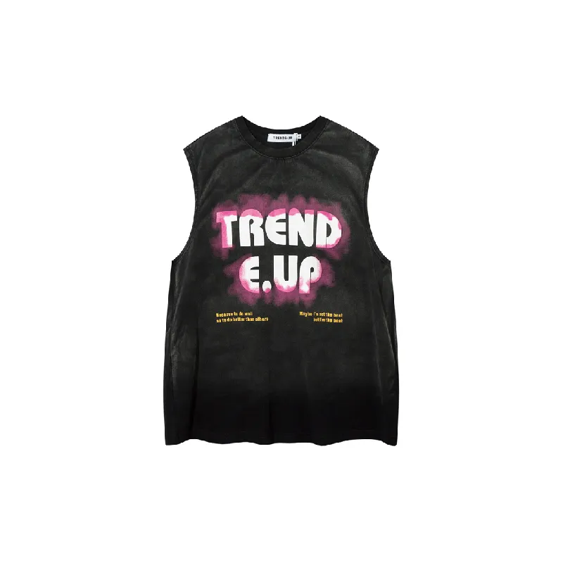 Retro Letter Cotton Blended Fabric Vest-2
