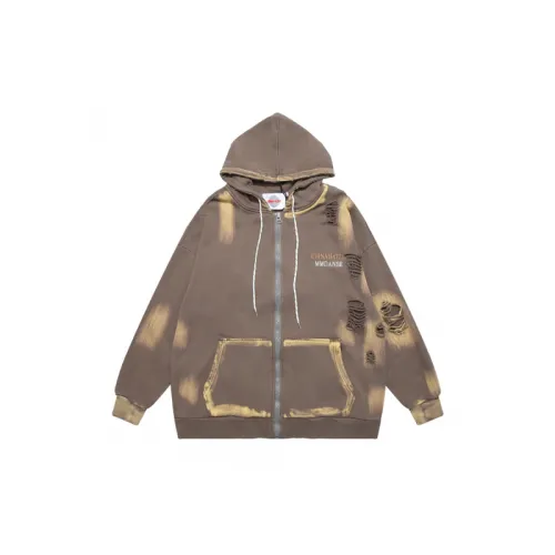 New Street Gradual Tie dye Embroidered Loose Cardigan Hooded Sweater