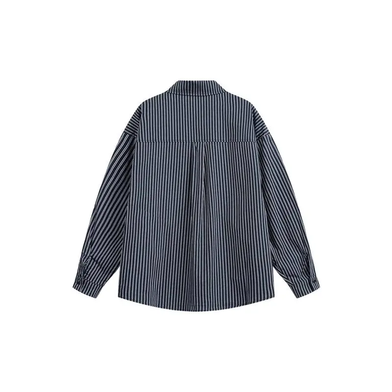 Simple Striped Cotton Blended Fabric Shirt-1