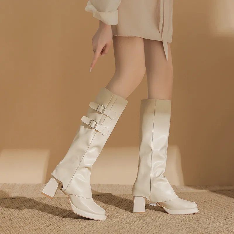 Fashionable Plain Knee High Boots-4