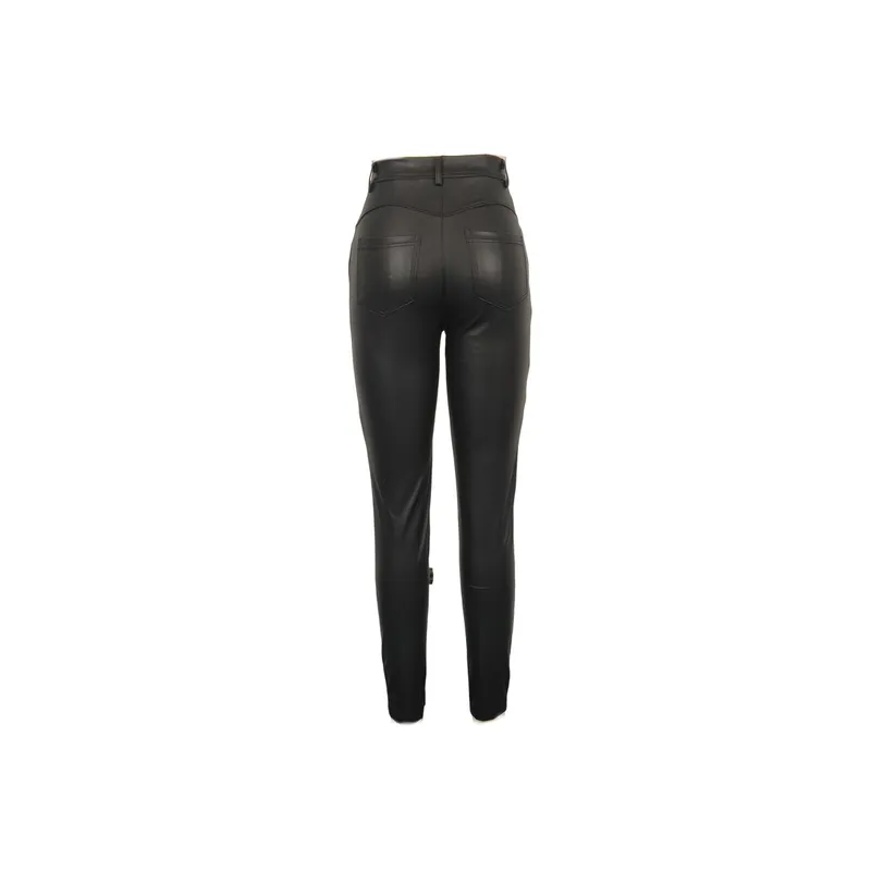 Fashionable Basics Polyester Leather Pants Women-1