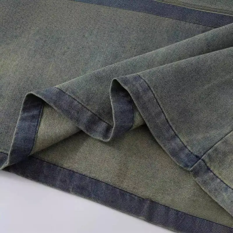 Fashionable Embroidered Denim T Shirt-3