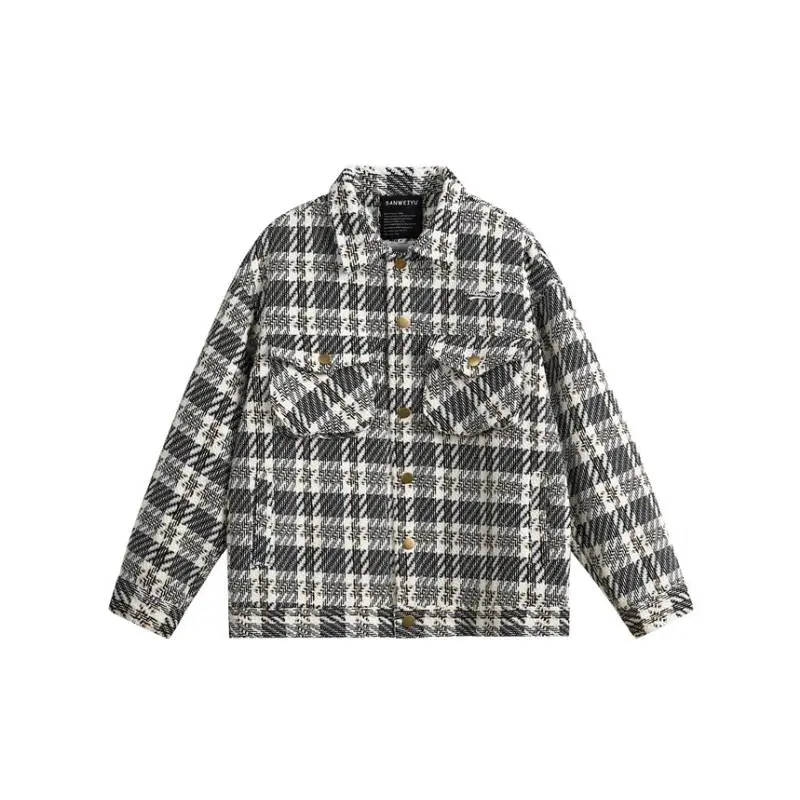 Color blocked Grid Collar Jacket