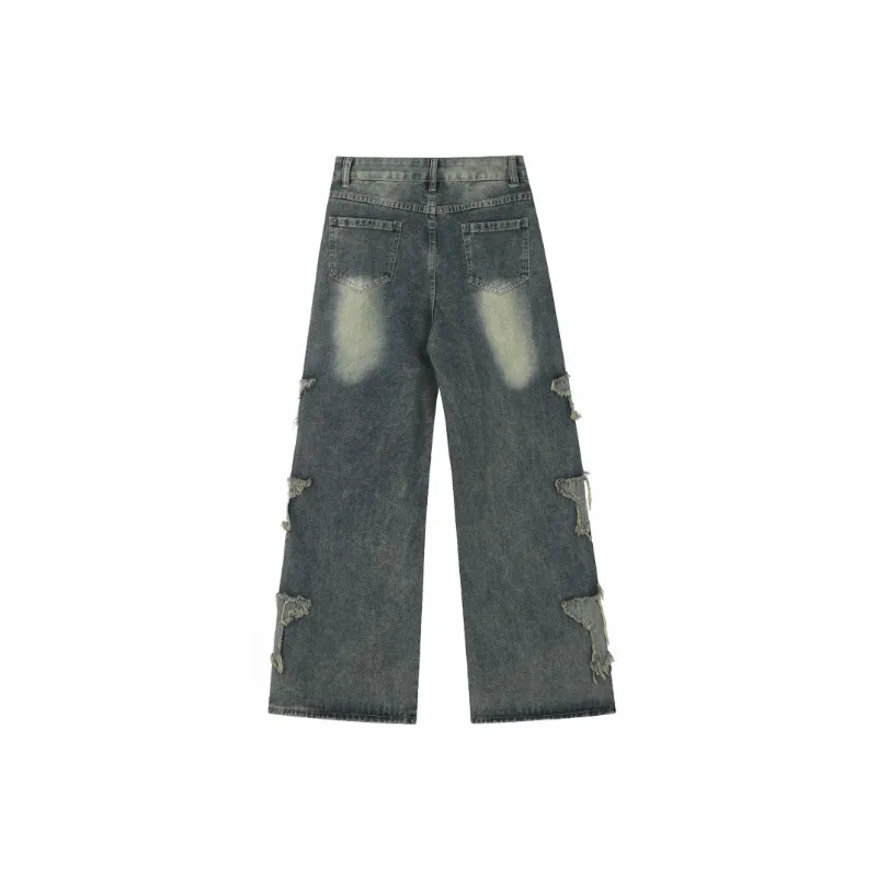 Casual Frayed Patch Jeans-5