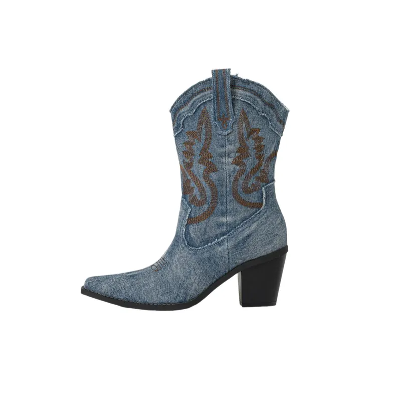 Fashionable Denim Ankle Boots-3