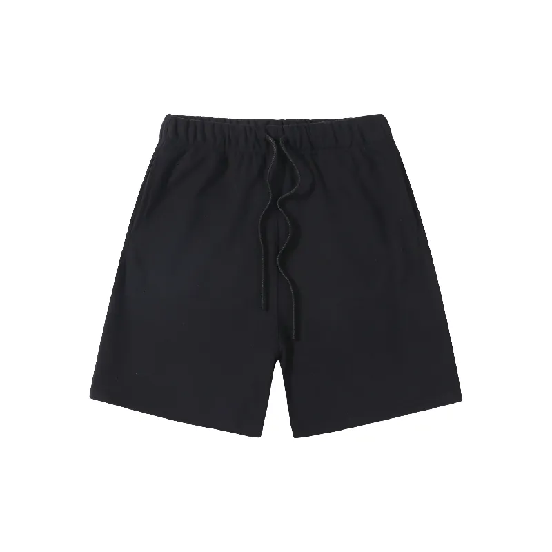 Loose Plain Terry Fabric Casual Shorts-0