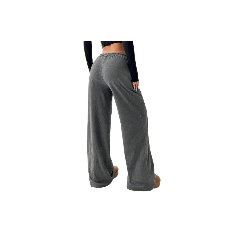 Loose Basics Polyester Casual Pants Women-3