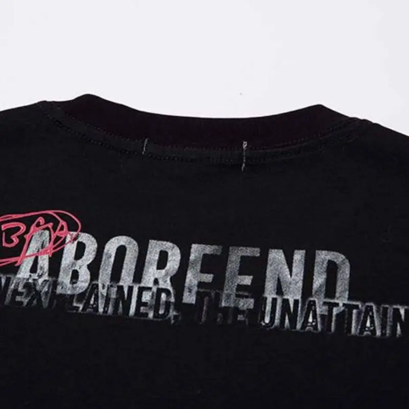 Street Letter Cotton Blended Fabric T Shirt-5