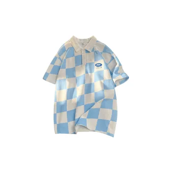 Plaid  Trendy Casual Lapel  Polo T Shirt