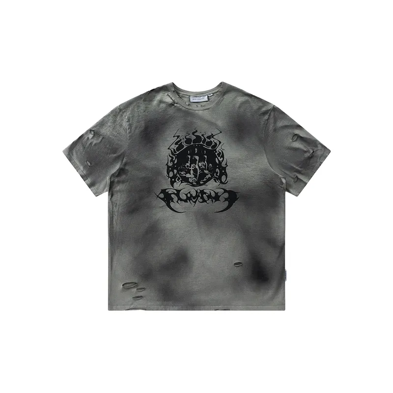 Dirty Airbrush Destruction Short Sleeve T Shirt-0