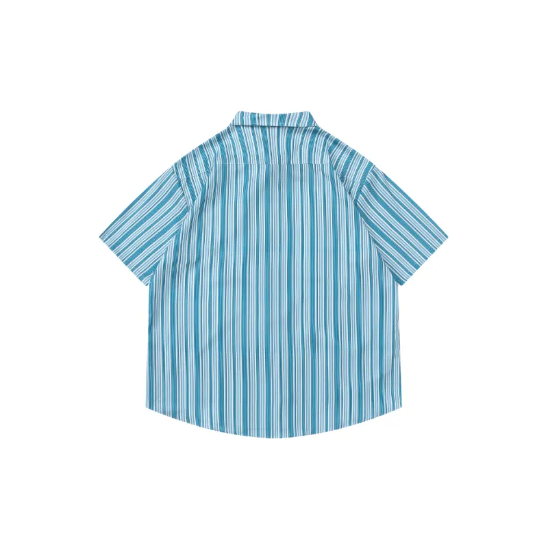 Retro Striped Polyester Shirt Unisex-3