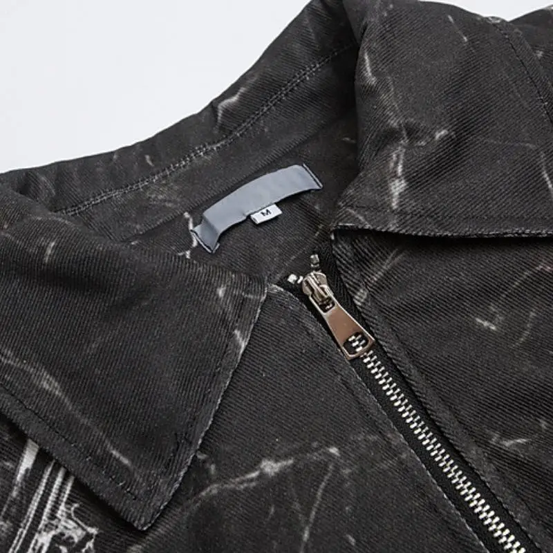 Simple Print Quilted Jacket-2