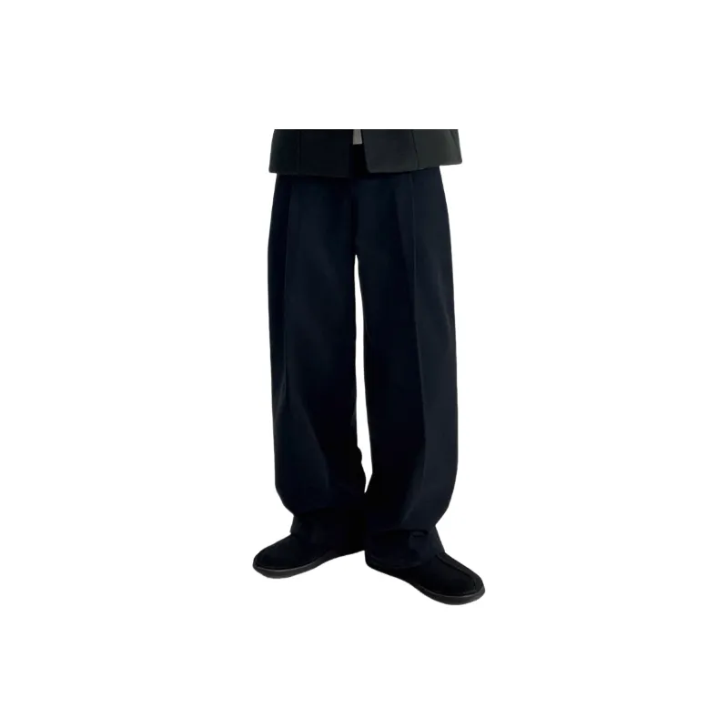 Simple Loose Cotton Suit Trousers-0