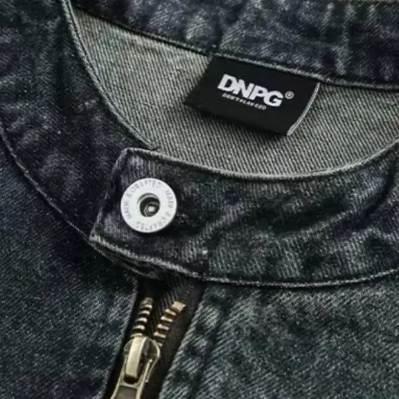 Simple Retro Washed Denim Jacket-3