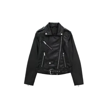 Fashionable Zipper PU Leather Jacket