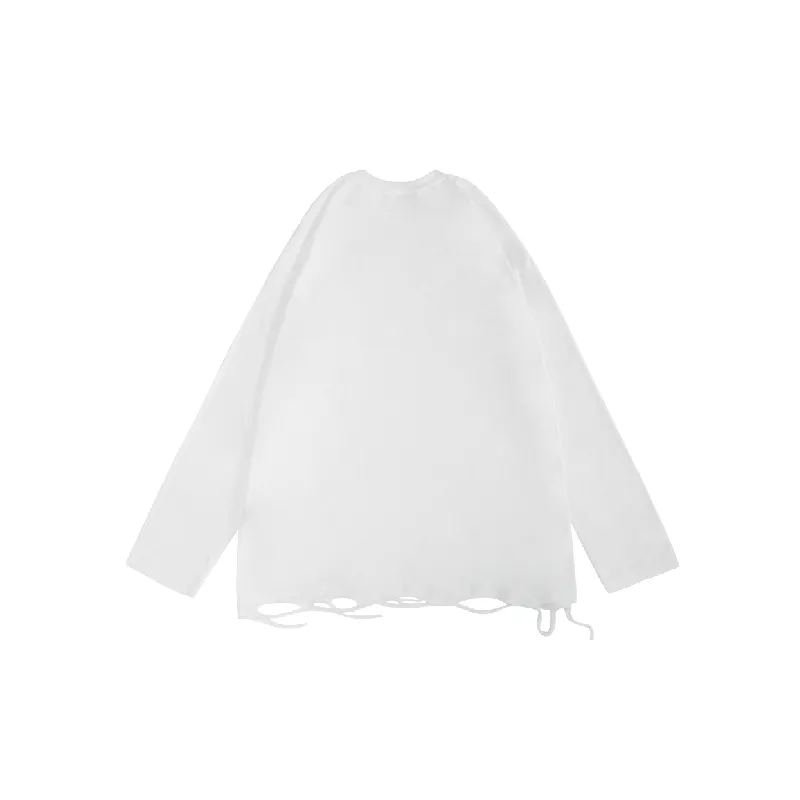 Trendy Long Sleeve Loose 100% Cotton T Shirt-3