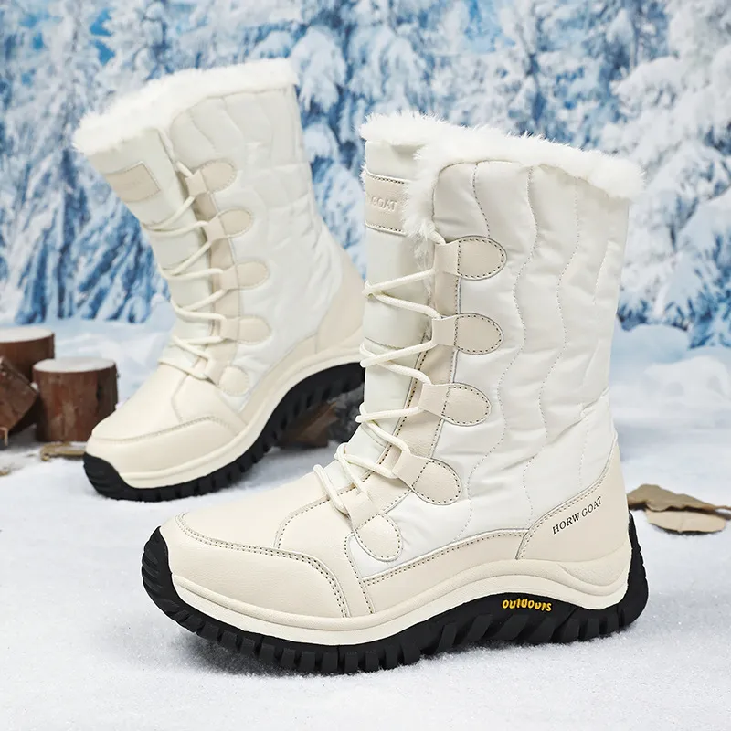 Basics Contrast Faux Fur Snow Boots-4