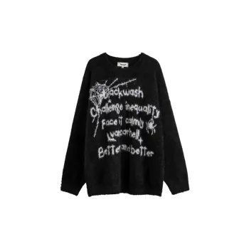 High Street Hip Hip Hop Spider Web Alphabet Jacquard Sweater