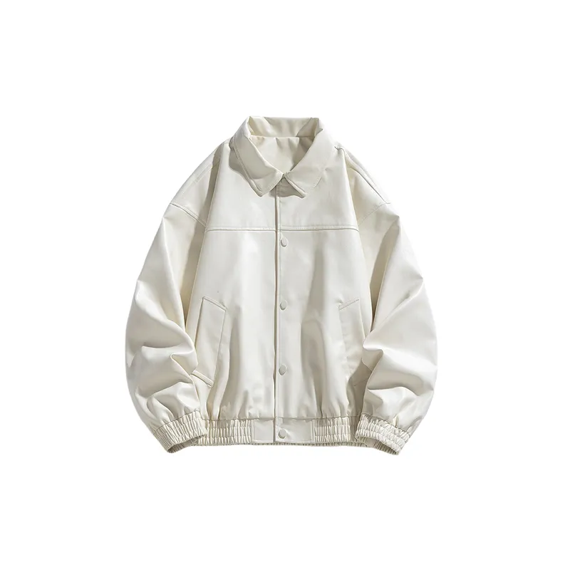 Casual Simple Polyester Leather Jacket-3