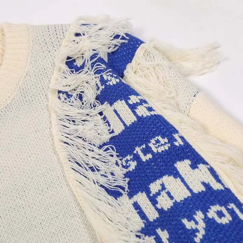 Fashionable Loose Blended Synthetic Fabrics Knitwear-4