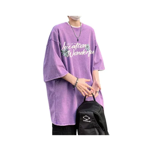 Washed Old Printed Loose Plus Size Half Sleeve T-shirt