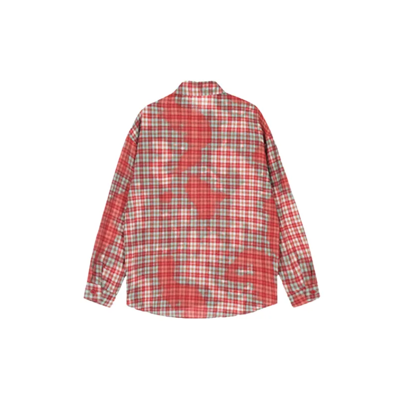 Retro Street Fashion Plaid Long Sleeve Shirt-1