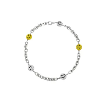 Two tone Smiley Face Patchwork Necklace