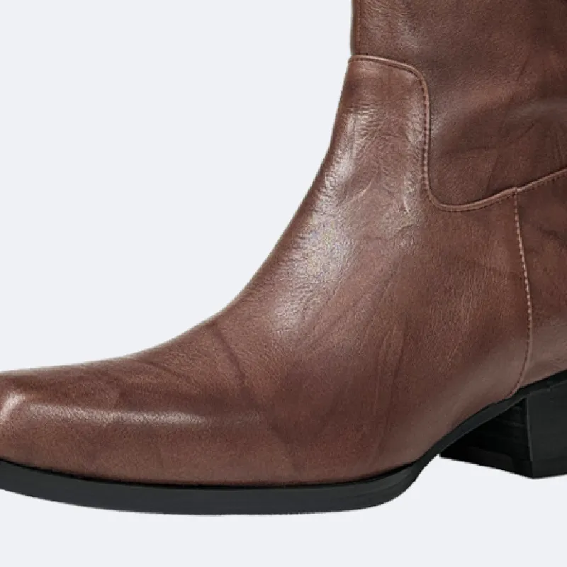 Plain Zipper Mid Calf Boots-4
