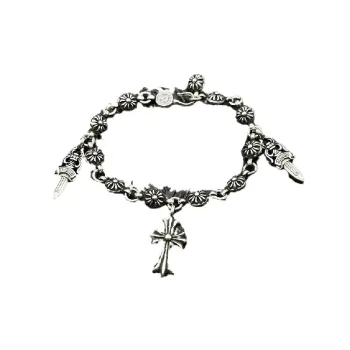 Retro Hip Hop Cross Flower Bracelet