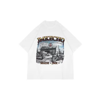 Vintage Car Print Loose T shirt
