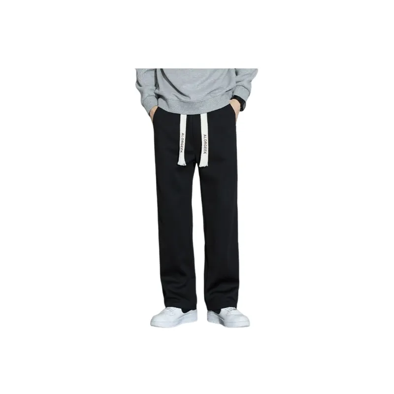 Sporty Loose Blended Synthetic Fabrics Casual Pants-4