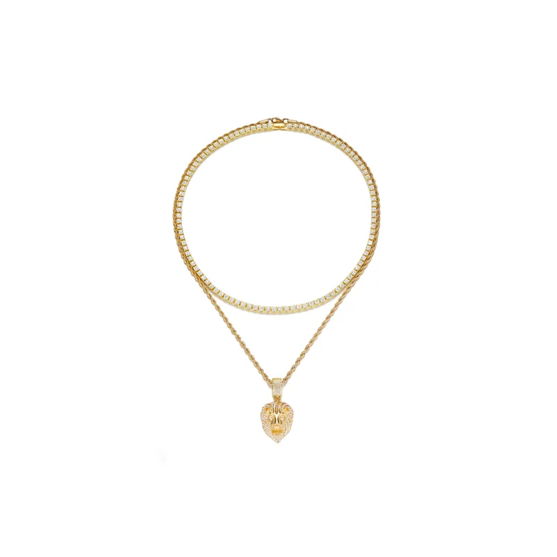 Lion Pendant Necklace Set