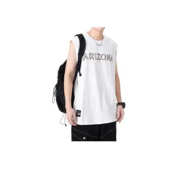 White Printed Sleeveless T Shirt