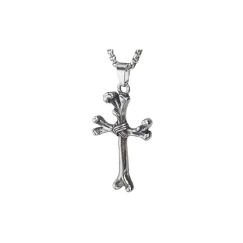 Retro Titanium Steel Bone Cross Pendant Punk Personality Necklace