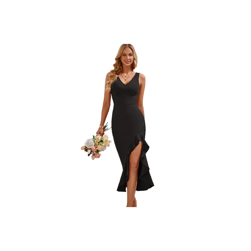 Casual Plain Polyester Dress Women-2