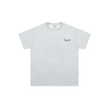 Loose Embroidery Cotton Blended Fabric T Shirt