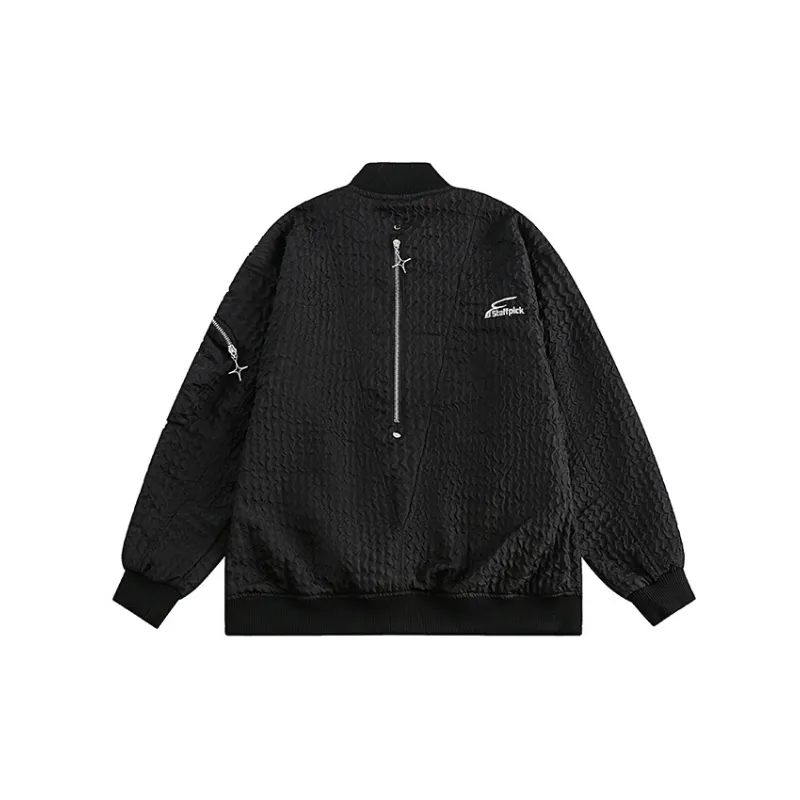 Strong Wrinkle Multi zipper Baseball Suit-1